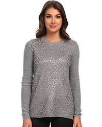 Grey Leopard Crew-neck Sweater