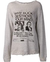 Grey Print Crew-neck Sweater