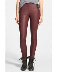 Burgundy Leather Skinny Pants