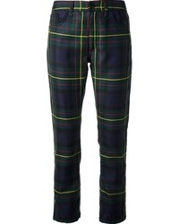 Navy and Green Plaid Skinny Pants