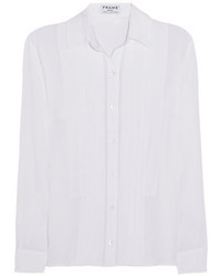 White Silk Button Down Blouse