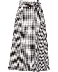 Black and White Gingham Midi Skirt