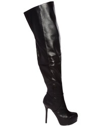 Black Leather Over The Knee Boots
