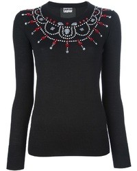 Black Embellished Crew-neck Sweater