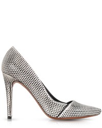 Black and White Print Leather Pumps