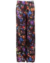 Black Floral Wide Leg Pants