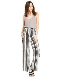 White and Black Vertical Striped Wide Leg Pants