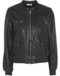Black Leather Bomber Jacket