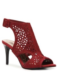 Burgundy Suede Heeled Sandals