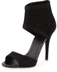Black Suede Heeled Sandals