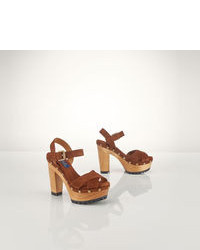 Brown Suede Heeled Sandals