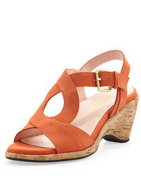 Orange Suede Heeled Sandals