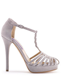 Grey Suede Heeled Sandals