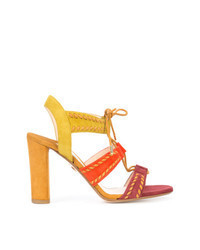 Multi colored Suede Heeled Sandals