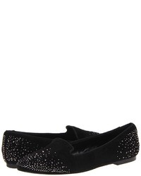 Black Embellished Suede Loafers