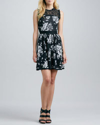 Black and White Floral Skater Dress