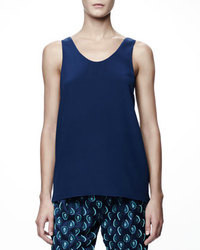 Navy Silk Tank