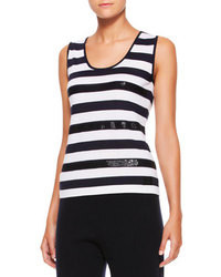 White and Navy Horizontal Striped Tank
