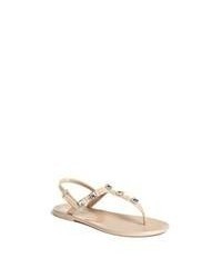 Beige Embellished Thong Sandals