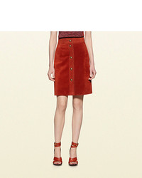 Orange Suede Pencil Skirt