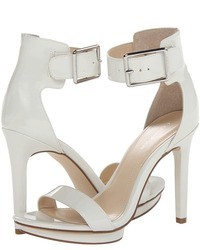 White Leather Heeled Sandals