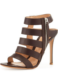 Dark Brown Leather Heeled Sandals