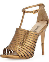 Gold Leather Heeled Sandals