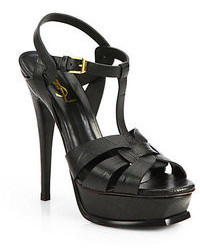 Dark Green Leather Heeled Sandals