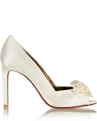 White Satin Pumps
