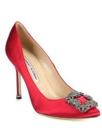 Red Satin Pumps