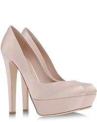 Beige Satin Pumps