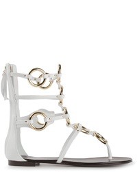 White Leather Gladiator Sandals