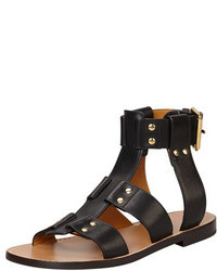 Black Leather Gladiator Sandals
