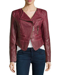 Burgundy Leather Biker Jacket