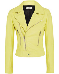 Yellow Leather Biker Jacket