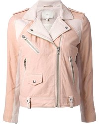 Pink Leather Biker Jacket