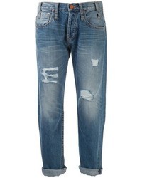 Blue Ripped Boyfriend Jeans