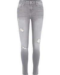 Grey Ripped Skinny Jeans