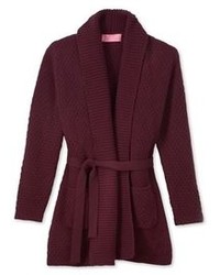 Burgundy Open Cardigan