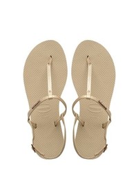 Gold Leather Thong Sandals