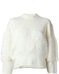 White Fluffy Crew-neck Sweater