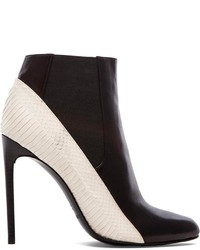 Black and White Leather Ankle Boots