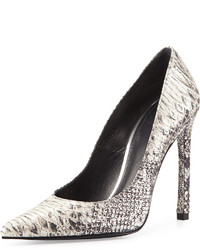 Grey Snake Leather Pumps