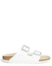 White Leather Flat Sandals
