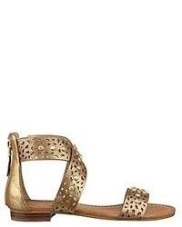 Gold Leather Flat Sandals