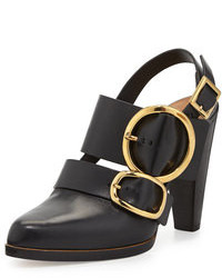 Black Cutout Leather Pumps
