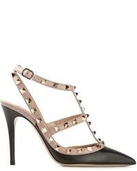 Black Studded Leather Pumps