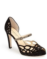 Black Cutout Suede Pumps
