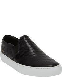 Black Leather Slip-on Sneakers