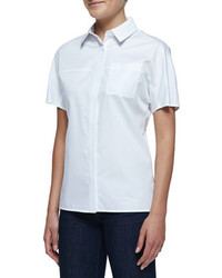 White Short Sleeve Button Down Shirt